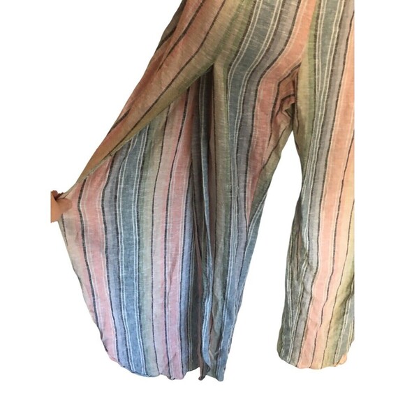 Drew Jumpsuit Women's Size Small Blue Pink Stripes Linen Blend Split Legs - Picture 5 of 9